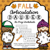 Fall Articulation Bingo Dauber No Prep Worksheets - A Dot 