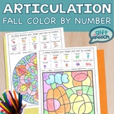 Fall Articulation Color by Number a NO PREP Activity for L