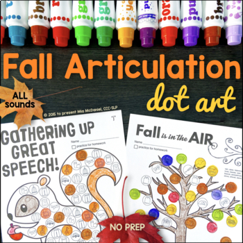 Preview of Fall Articulation Dot Art | ALL sounds NO prep