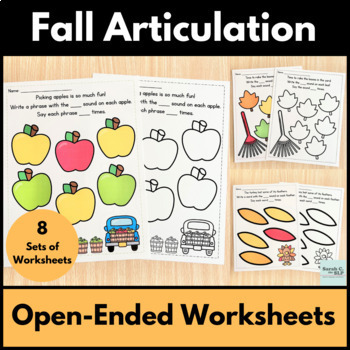 Preview of Fall Articulation Open Ended Printable Worksheets for Speech Therapy 