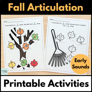 Preview of Fall Articulation Printable Activities for Early Sounds in Speech Therapy