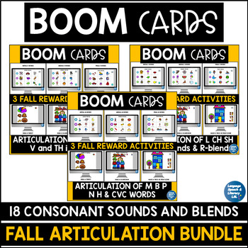 Preview of Fall Articulation Activities for Speech Therapy, Boom Cards, Preschool