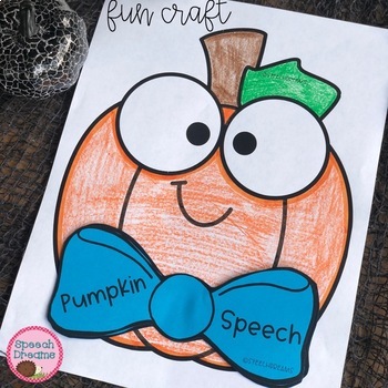 Preview of Fall Speech Therapy Craft Pumpkin with Articulation and Language targets