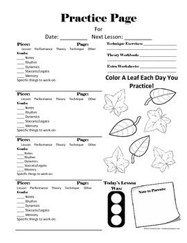 Preview of Fall Piano Assignment Page