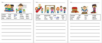 Preview of Fall - Aug/Sept/Oct Themes- Writing Sentences with word bank - editable