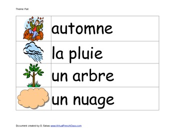 Preview of Cartes-Éclair sur l'automne. Fall Flashcards FRENCH (Poster, Affiche, Français)
