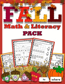 Preview of Fall Autumn Math and Literacy Pack