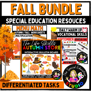 Preview of Fall Autumn ACTIVITIES BUNDLE Special Education Differentiated LIFE SKILLS Task
