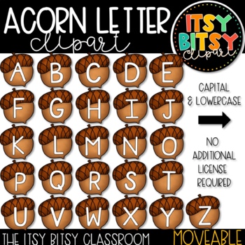 Preview of Fall Autumn Acorn Clipart Moveable Capital and Lowercase Clipart Images