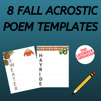 Preview of Fall Autumn Acrostic Poem printable templates writing activity