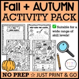 Fall & Autumn FUN Activities: Word Search, I SPY, Mazes, &