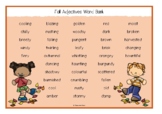 Fall / Autumn Adjectives Word Bank/Mat | Literacy Center