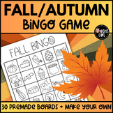Fall Autumn BINGO Game - Make Your Own Fall BINGO & 30 Pre