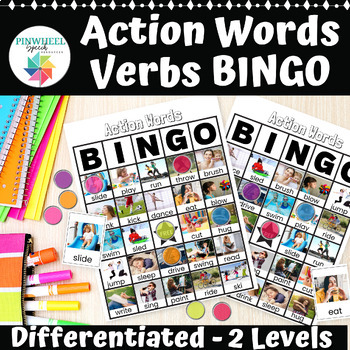 Preview of Action Words Verbs BINGO Speech Therapy Printable Group Language Activity