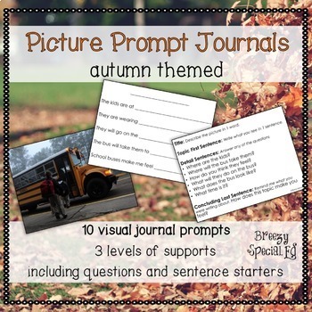 Preview of Fall / Autumn / Back to School Picture Journal Prompts for special education
