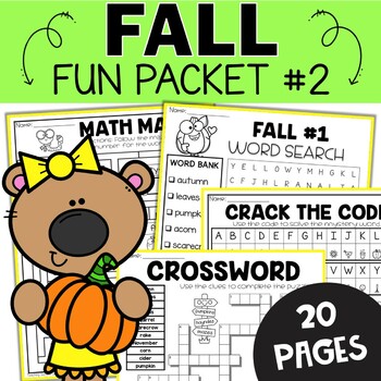 Preview of Fall Autumn Busy Packet - Fun Work 1st 2nd Grade Worksheet Morning November