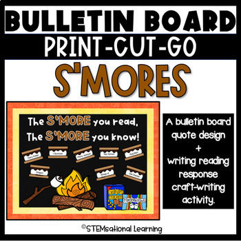 Preview of Summer Camping Bulletin Board Kit Reading Library Craft Writing  S'mores