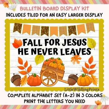 Preview of Fall, Autumn, Christian, Jesus, Leaves, Bulletin Board Kit