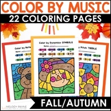 Fall & Autumn Color by Music Coloring Pages - Notes, Symbo