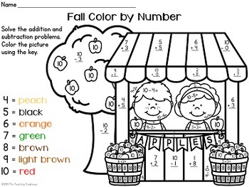 Color By Number Fall Worksheets FREE Printables - Your Therapy Source