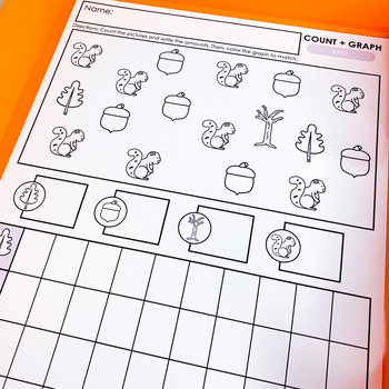 Fall Autumn Count and Graph Graphing Kindergarten Math Worksheets
