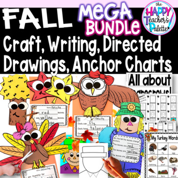 Preview of Fall Autumn Craft Writing Anchor Chart and Directed Drawings MEGA BUNDLE