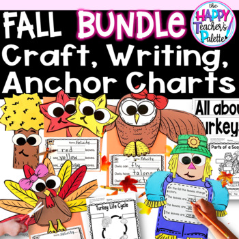Preview of Fall Autumn Thanksgiving Craft Writing Center Anchor Chart Activity BUNDLE