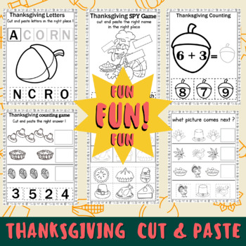 Preview of Fall Autumn Cut And Paste Bundle Fun Activities For Little Kids -