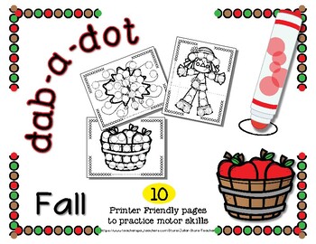Preview of Fall / Autumn Dab-a-Dot Bingo Dauber / Sticker Fine Motor Activity - Preschool