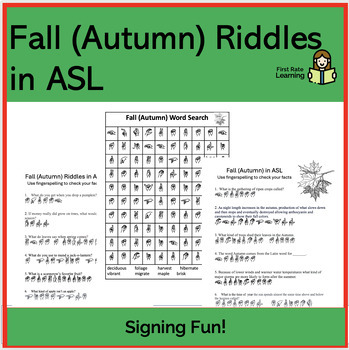 Preview of Fall (Autumn) Facts and ASL fun