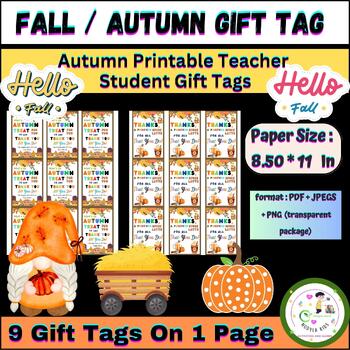 Fall Gift Tags  Autumn Printable Teacher Student Gift Tags