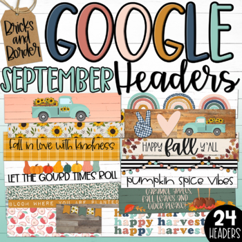 Preview of Fall Autumn Google Classroom Headers Banners September