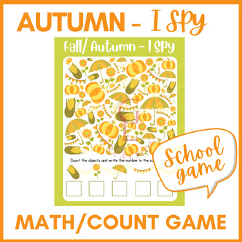 Preview of Fall Autumn I Spy Counting math logic game Center classroom phonicss no prep 4th