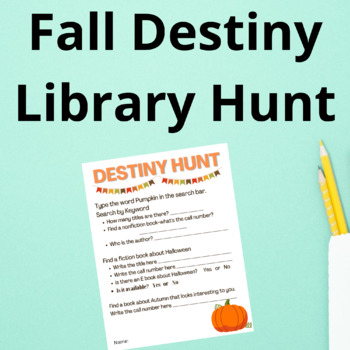 Preview of Fall Library Destiny Scavenger Hunt OPAC