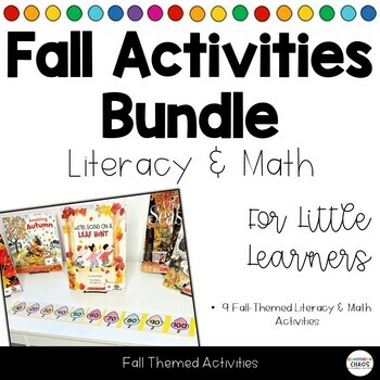 Preview of Fall Autumn Literacy and Math Activities Bundle | Letter ID | Numbers | Labeling