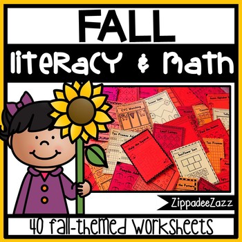 Preview of Worksheets for Fall ELA Literacy and Math Activities