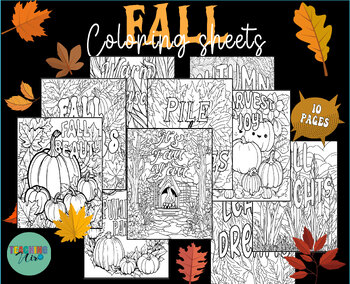 Preview of Fall Autumn Mindfulness Coloring pages for Students| Fall Activities for kids
