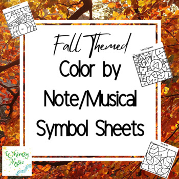 Preview of Fall/Autumn Music Coloring Pages- Color by Note/Treble Clef/Musical Symbol