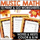 Fall Autumn Music Math Rhythm Worksheets - Music Math is a Hoot!
