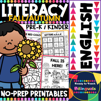 Preview of Fall - Autumn NO PREP Literacy for Pre-k and Kinder