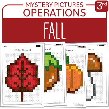 Preview of Autumn Fall Math Activity Mystery Pictures Grade 3 Multiplication Division 1-9