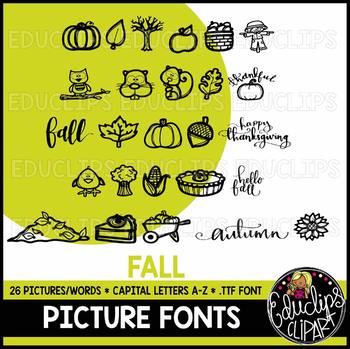 Preview of Fall/Autumn Picture Font {Educlips Clipart}