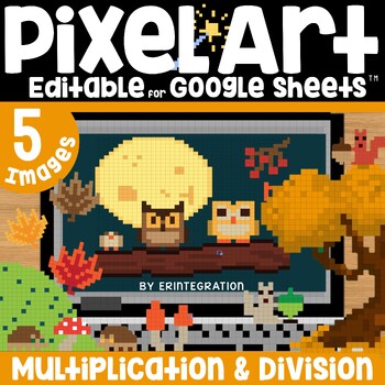 Preview of Pixel Art Math Multiplication and Division Facts: Fall Themed After Halloween