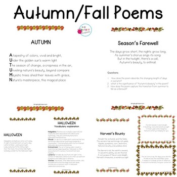 Fall/Autumn Poems by MyBrightClassroom | TPT