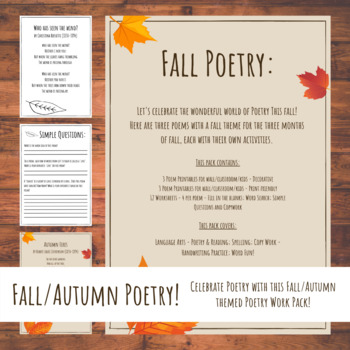 Preview of Fall/Autumn Poetry Appreciation Language Arts Pack