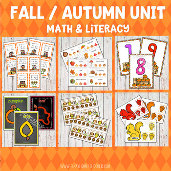 Fall Autumn Preschool/ Kindergarten Unit - Math and Literacy Centers