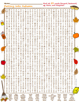 Fall Autumn Puzzles Bundle Word Search Crossword Puzzle Word Scramble