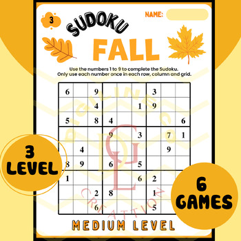 Preview of Fall Autumn SUDOKU critical thinking morning work math activities middle 7th 8th