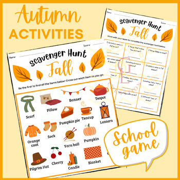 Preview of Fall Autumn Scavenger Hunt craft Game social studies classroom activity primary