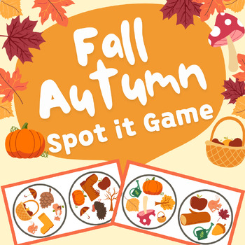 Preview of Fall Autumn Spot it or Dobble Game Visual Perceptual Vocabulary Cards